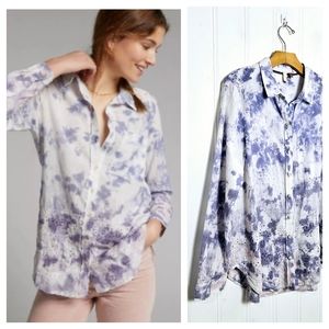 Pilcro Anthropologie Cate Purple Ombre  Embroidered Shirt M Boho Eyelet Top